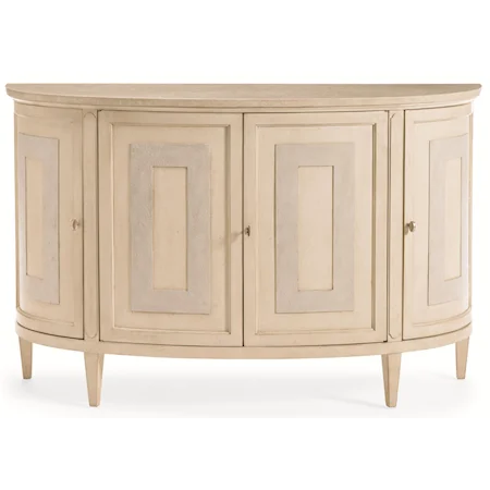 "Buff-et" Demilune Buffet Cabinet with Raised Panel Moldings and Side Swing Doors